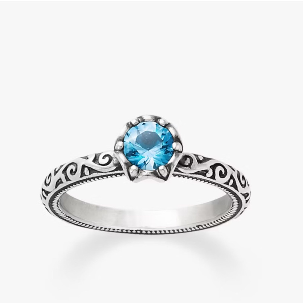 James Avery Cherished birthstone ring size 7.5 blue topaz (December)